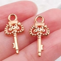 Par de colgantes de llave metálica con forma de búho en oro rosa para joyería DIY - Llave Búho Oro KC (16230)