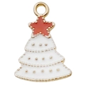 Colgante de árbol de Navidad en esmalte blanco con estrella roja para joyería DIY - Árbol de Navidad Blanco Estrella Roja (15x22mm)