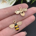 Lindo colgante de abeja en esmalte amarillo y chapado en oro para joyería DIY - Abeja de Esmalte Oro KC Amarillo (16756)