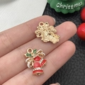 DIY kerstbel hanger van vergulde legering met rood email en glanzende strasstenen - Rode Emaille Kerst Bel