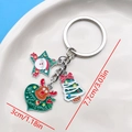 Cute Christmas keychain with Santa star, tree and reindeer pendants in KC gold finish - Christmas Heart Reindeer Santa Tree Style (ER829)