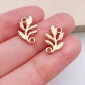 Gouden bladhangers voor DIY-sieraden met realistische nerven en metalen haken - KC Goud Blad (19911)