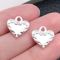 Zilveren vintage hartvormige hangers met gravures voor DIY-sieraden maken - Glanzend Zilveren Hart (19965)