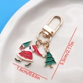 Cartoon Santa Claus and green Christmas tree keychain with colorful enamel and crystals - Santa Christmas Tree U-Shape Keychain (ER831)