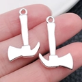 Colgantes de hacha plateados pulidos para accesorios de collares y llaveros DIY - Hacha de Plata Brillante (20412)