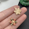 Kerst sneeuwvlok hangers van legering met kleurrijke strass-steentjes voor DIY - KC Goud Emaille Strass Sneeuwvlok
