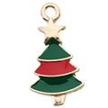 Colgante de árbol de Navidad en esmalte rojo y verde con estrella dorada para DIY - Árbol de Navidad Rojo Verde (21x12mm)