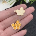 Lindos dijes de panal en esmalte amarillo para llaveros y joyería artesanal DIY - Panal de Miel de Esmalte Amarillo (21126)