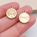 Gouden Levensboom hanger met gravure voor het maken van DIY-sieraden en accessoires - KC Goud Ronde Levensboom (19914)
