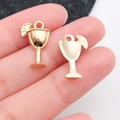 Gouden cocktailglas hangers met citroenschijfjes voor DIY sieraden en kettingen - Wijnglas (20824)