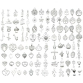 Set van 100 zilveren vintage bedeltjes voor DIY-sieraden met diverse thema's - Gemengde Glanzend Zilveren Stijl (SN1021)