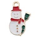 Colgante de muñeco de nieve navideño en aleación dorada con gorro rojo para joyas DIY - Muñeco de Nieve Navideño Blanco (20x12mm)