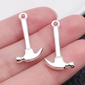 Colgantes de martillo plateados de aleación para collares y llaveros hechos a mano - Martillo de Plata Brillante (20416)