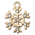 Colgante de copo de nieve dorado con circonitas para joyería DIY y regalos de Navidad - Copo de Nieve Navideño Dorado con Brillantes (18x14mm)