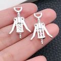 Paar zilverkleurige kurkentrekker-hangers van legering voor vintage sieraden en sleutelhangers - Wijnopener (20788)