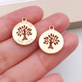 Gouden levensboom hanger met My Family My Love gravure voor DIY sieraden maken - KC Goud Ronde Levensboom (19917)