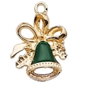 Colgante de campana de Navidad en aleación dorada con esmalte verde para joyería DIY - Campana de Navidad Verde (15x21mm)