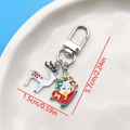 Christmas reindeer and snowman keychain in alloy enamel with 5.7cm size details - Christmas Sled Snowman Reindeer U-Shape Keychain (ER838)