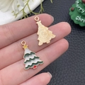 Emaille kerstboom hangers met goud plating voor DIY sieraden maken accessoires - Witte en Groene Emaille Kerstboom