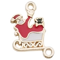 Colgante de Papá Noel en trineo de esmalte y aleación dorada para creación de joyas DIY - Carruaje de Papá Noel Rojo (14x21mm)
