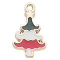Colgante de árbol de Navidad en esmalte verde y rojo para creación de joyería artesanal - Árbol de Navidad (12x19mm)