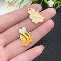 Colgante de abeja amarilla y panal de aleación para creación de joyas y llaveros DIY - Abeja de Panal Amarilla de Esmalte (21131)