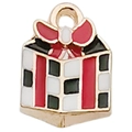 Colgante de caja de regalo de Navidad en esmalte rojo y dorado para joyería DIY - Caja de Regalo de Navidad Cuadrada (10x13mm)