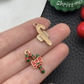 Kerst emaille zuurstok hangers in goud en rood-groen voor doe-het-zelf sieraden - Rood Groene Emaille Zuurstok