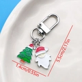 Cute Santa Claus and green Christmas tree enamel keychain charm with silver D-ring buckle - Christmas Tree Bearded Santa U-Shape Keychain (ER841)