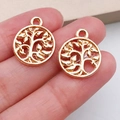 Roségouden levensboom hangers van legering voor het maken van eigen sieraden - KC Goud Ronde Levensboom (19921)