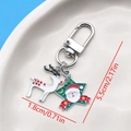 Christmas reindeer and green star enamel keychain with silver lobster clasp and ring - Santa Reindeer U-Shape Keychain (ER843)