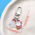 Cute Santa Claus and Christmas tree enamel keychain with silver clasp for holiday accessories - Christmas Gifting Santa Tree U-Shape Keychain (ER844)