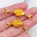 Golden double lobster clasp heart rose magnet connector for DIY jewelry making - Gold Rose Magnetic Connector (21206)