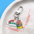 Christmas snowman and reindeer keychain with Merry Christmas charm in KC gold finish - Snowman Cat Reindeer U-Shape Keychain (ER847)