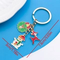 Christmas snowman and reindeer keychain with size dimensions in gold alloy finish - Christmas Snowman Reindeer Keychain (ER812)