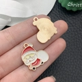 Kerstman emaille hanger met gouden achterkant voor DIY sieraden maken accessoires - Rood Witte Emaille Kerstman (21x22)