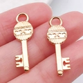 Colgante de llave vintage en oro rosa con forma de corazón para bisutería hecha a mano - Llave Oro KC (21006)