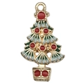 Colgante de árbol de Navidad de aleación con esmalte rojo, verde y blanco para joyería - Árbol de Navidad Pequeño (15x29mm)