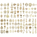Assortiment gouden legering bedeltjes met hartjes, muzieknoten en bladeren voor sieraden - Gemengde Gouden Stijl (SN1019)