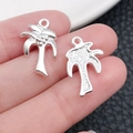 Zilveren kokosboom hangers van legering voor DIY-sieraden getoond voor grootte - Helder Zilveren Kokosboom (19893)