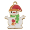 Colgante de muñeco de nieve en esmalte y aleación dorada con bufanda verde para joyas DIY - Muñeco de Nieve Navideño Blanco (17x24mm)