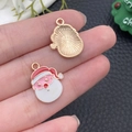 Kerstman-bedel van goudkleurige emaille legering voor het maken van kerstsieraden - Witte Emaille Kerstman
