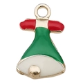 Colgante campana de Navidad en esmalte rojo verde blanco para creación de joyas DIY - Campana de Navidad Verde (11x18mm)