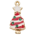 Colgante de árbol de Navidad de aleación con esmalte y brillantes diamantes - Árbol de Navidad Esmalte Blanco con Brillantes (11x23mm)