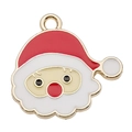 Colgante de Papá Noel en esmalte y metal dorado para creación de joyas artesanales - Papá Noel Rojo Blanco (20x20mm)