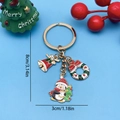 Christmas penguin keychain with gold plating, red bell and green wreath charms - Christmas Penguin Tree Wreath Bell Keychain (ER819)