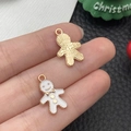 Peperkoekmannetje bedeltjes in goud en wit email voor kerstmis DIY-sieraden maken - Witte Emaille Kerst Sneeuwpop (12x18)