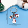 Christmas keychain with Santa Claus, snowman and bell charms in golden finish - Christmas Snowman Bell Santa Head Keychain (ER820)