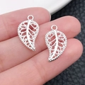 Zilveren holle bladhangers van legering voor DIY-sieraden met elegant filigraan ontwerp - Helder Zilveren Blad (19899)