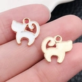 Cute white enamel cat alloy pendant for DIY jewelry making earrings and bracelets - Hunchback Cat 12x12mm (9937)